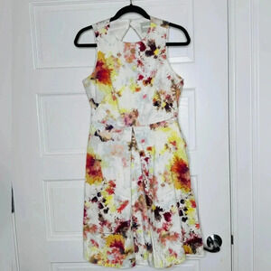 Anthropologie Hunter Bell Kukka Tea Dress Watercolor Fit-n-Flare Size 6‎